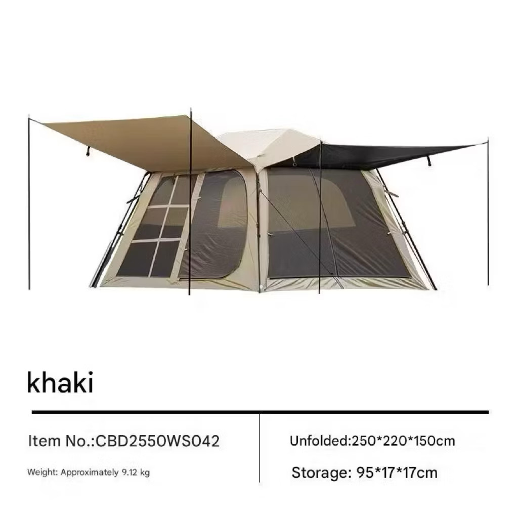 BLACKDOG Auto Tent Khaki Outdoor Camping Large Rainproof Tent Khemah Besar Mountain Hider Automatic