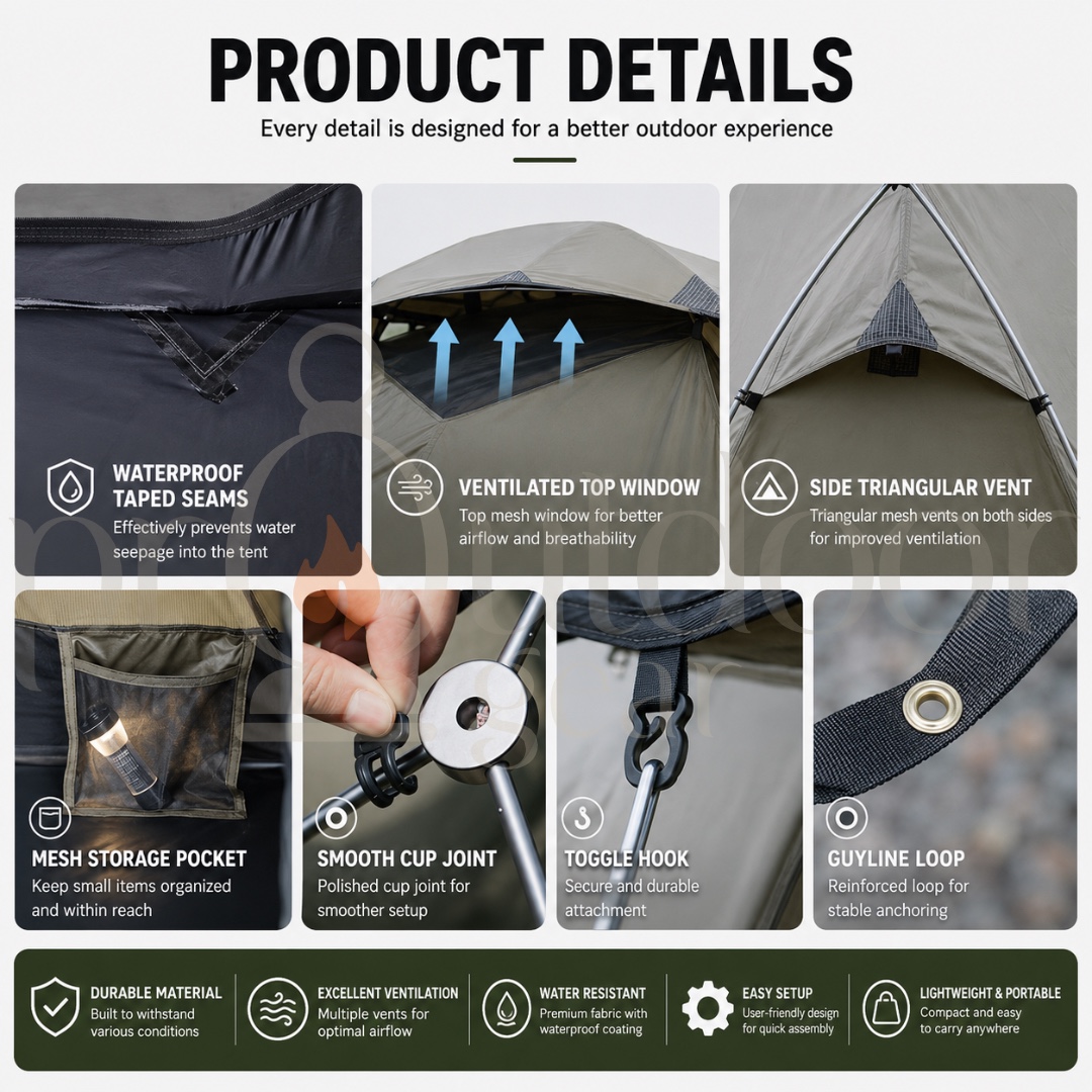 DEFTHIKE All In One STANDARD SIZE Military Cot Tent Camping  Waterproof Tent Camping