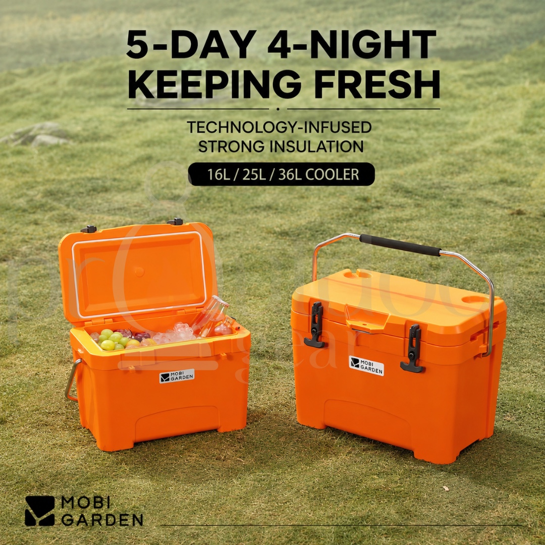 Mobi Garden 25L/36L/50L/75L Glacier Cooler Box Portable Insulated Ice with Handle and Wheels Outdoor Picnic Food Storage