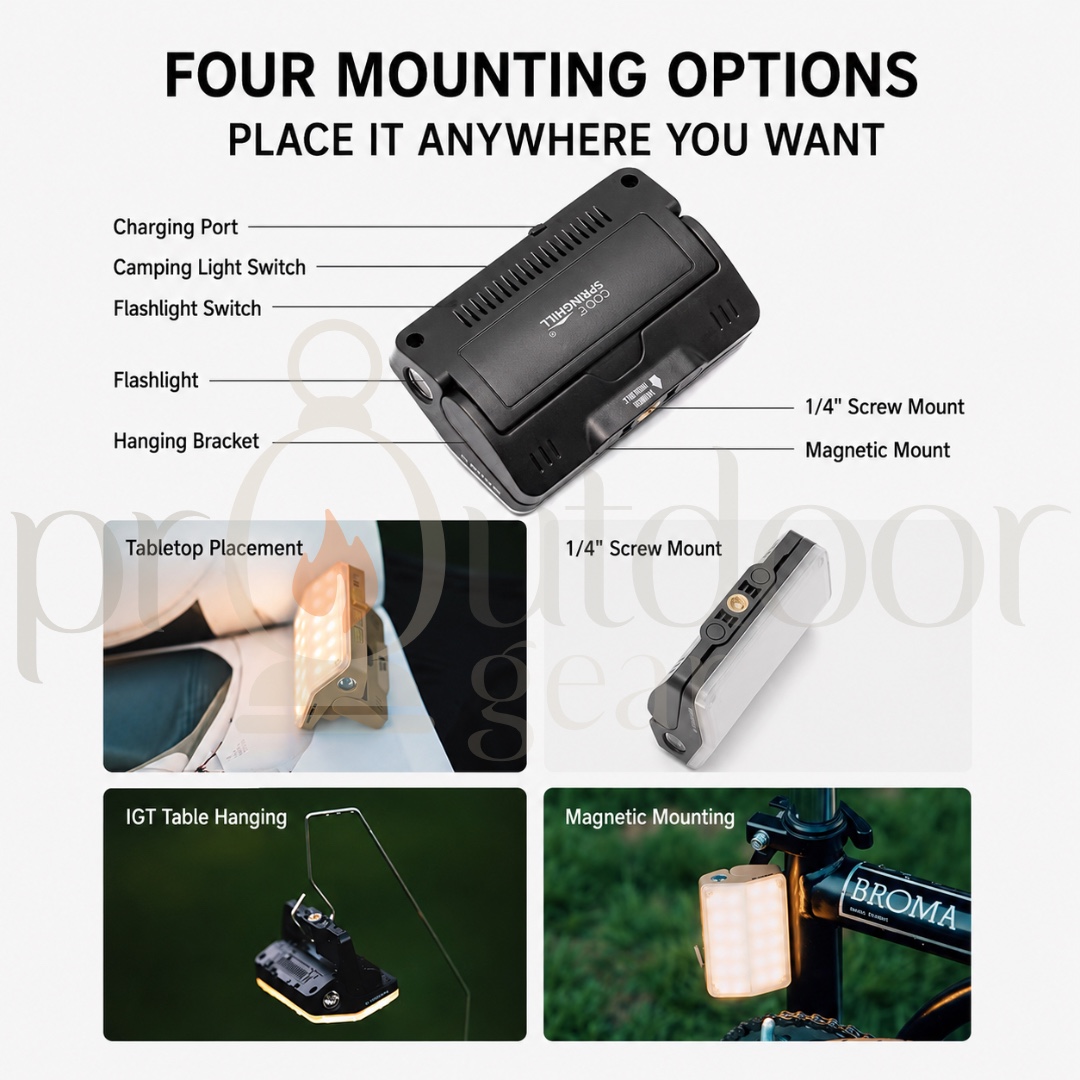 GOOUT SPRINGHILL Tactical Camping Light 900LM Rechargeable Magnetic LED Lantern Flashlight 4500mAh IPX5