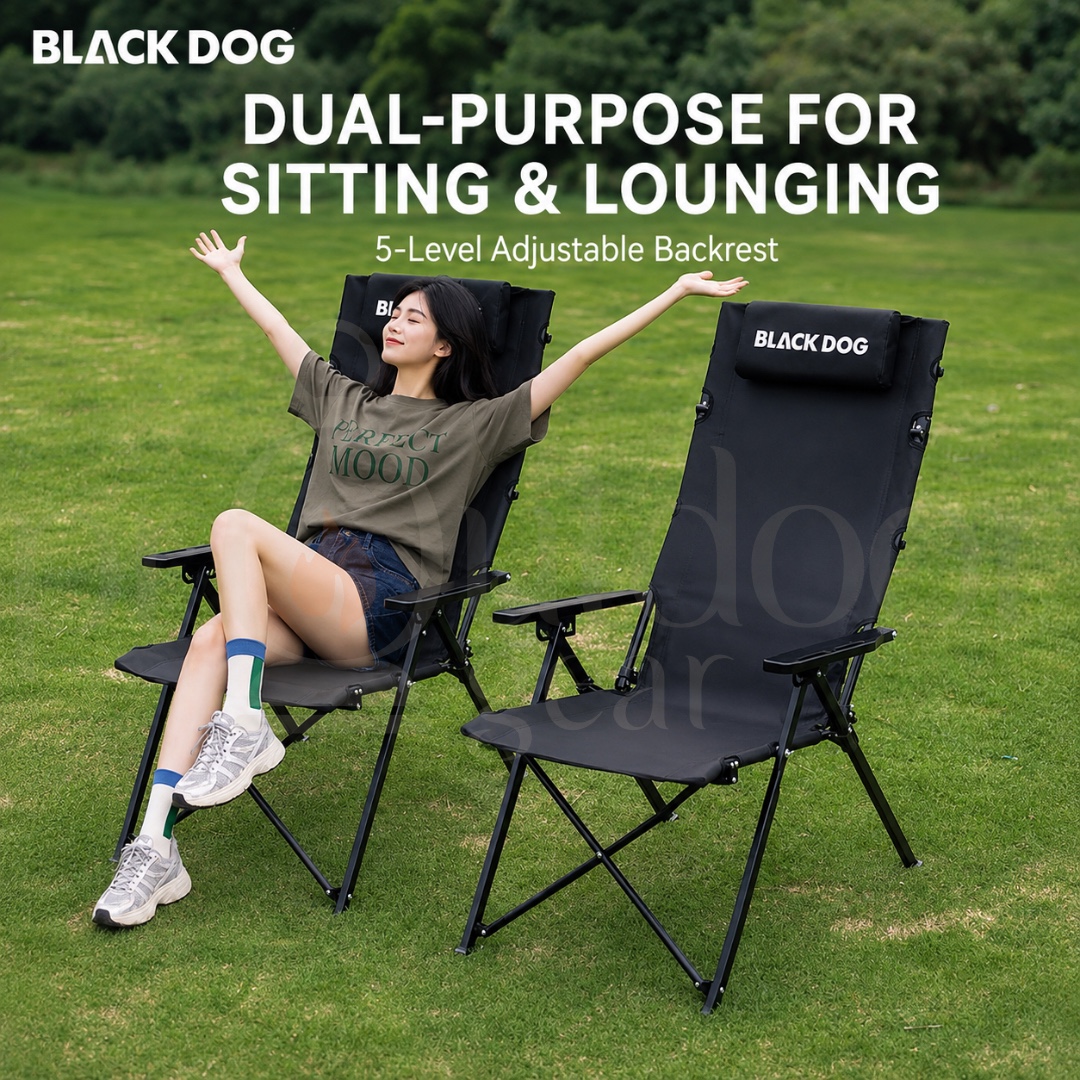 BLACKDOG CBD2650JJ016 Wangchuan M1 High Back Folding Camping Chair Adjustable Reclining Chair Portable Outdoor