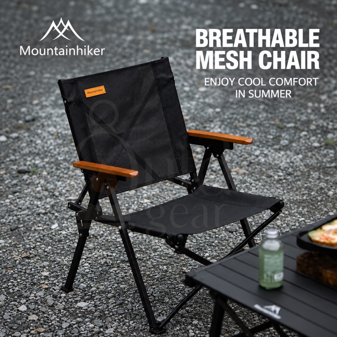 MOUNTAINHIKER SZK1407 Quick Open Camping Chair Folding Outdoor Chair Taslan Mesh Carbon Steel Frame 120KG