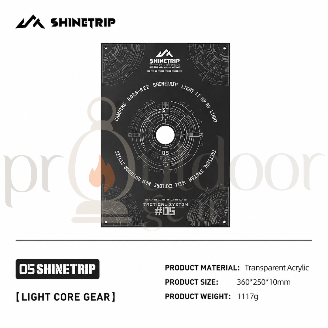 SHINETRIP A597 Tactical Acrylic IGT Table Panel Single Half Unit Camping Table Insert Board with Light Hole