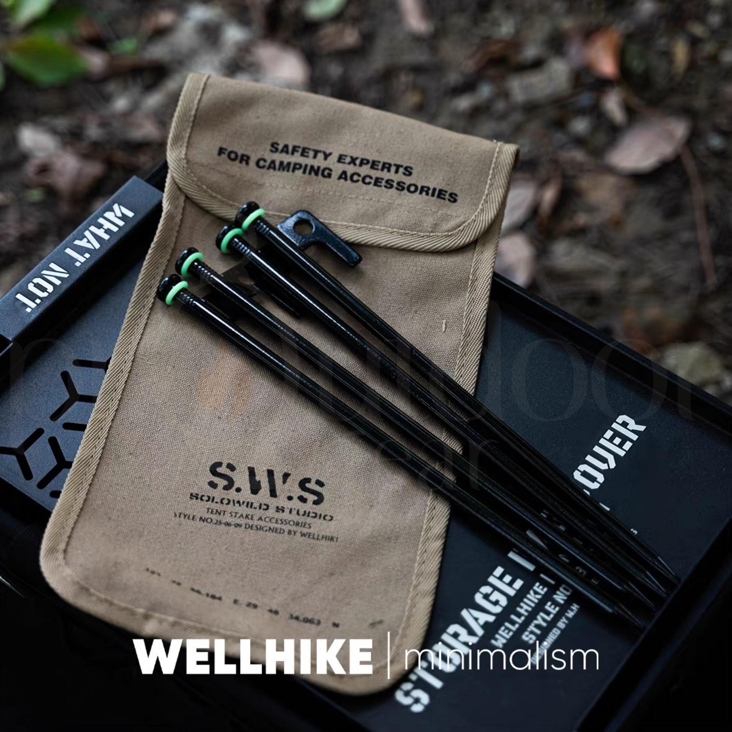 WELLHIKE SWS Tent Peg Storage Bag Canvas Tent Stake Organizer Pouch Camping Accessories Carrying Case Outdoor Hiking
