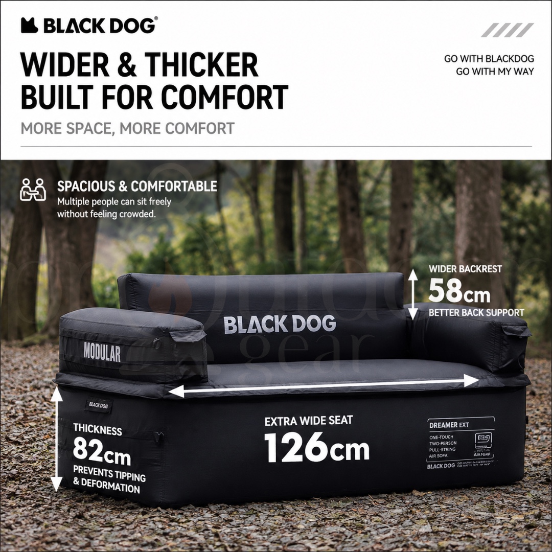 BLACKDOG CBD2550WS072 Dreamer 2-Person Inflatable Sofa Built-in Air Pump Camping Air Couch Portable Outdoor Air Sofa
