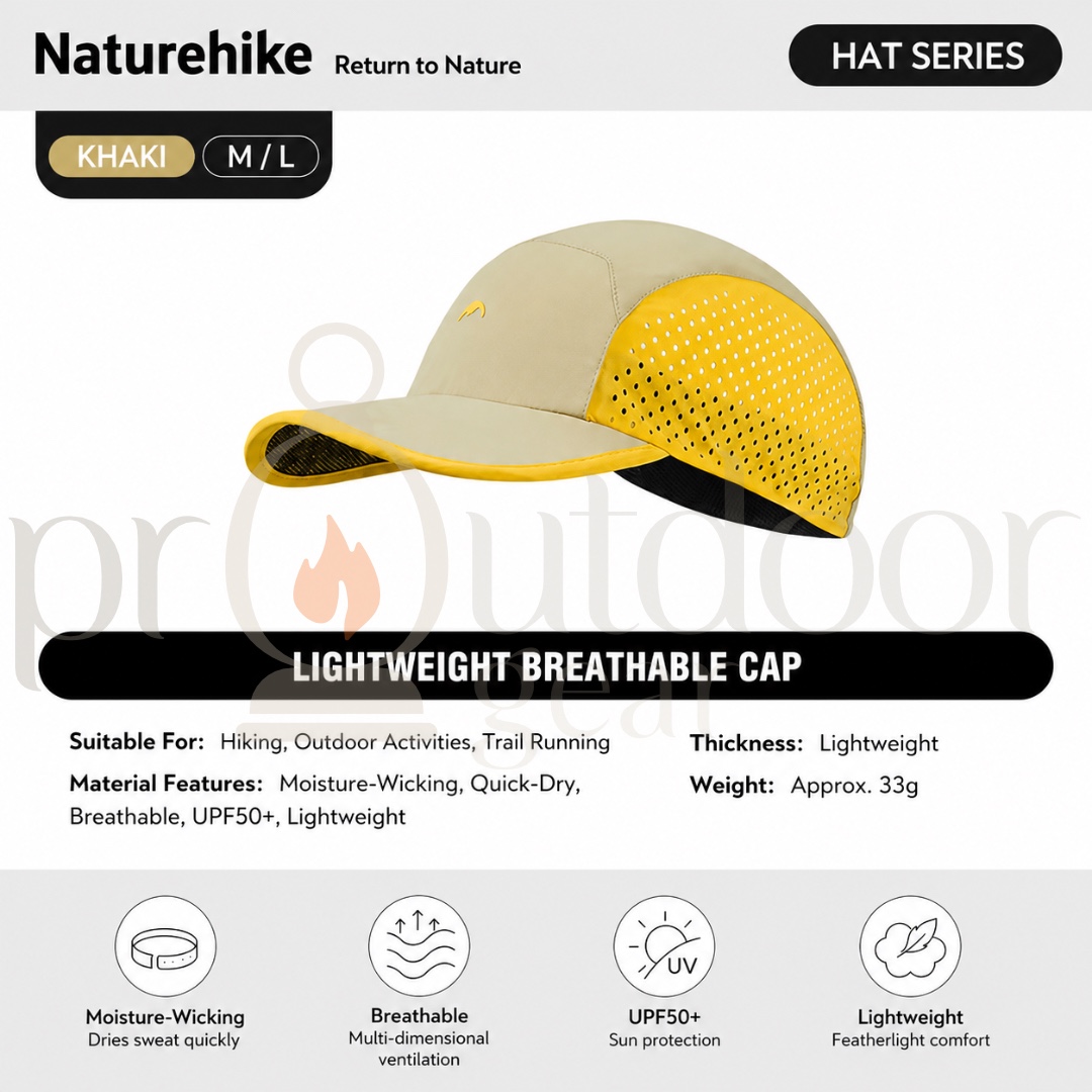NATUREHIKE CYY2551FS013 Lightweight Breathable Sports Cap UPF50+ Quick Dry Running Hiking Trail Outdoor Mesh Hat