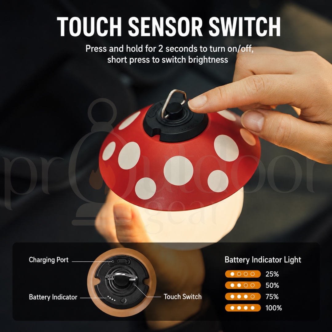 THOUSWINDS TW6018 Mushroom Lamp 5000mAh Rechargeable Camping Lantern 350 Lumens IPX5 Portable Outdoor Light