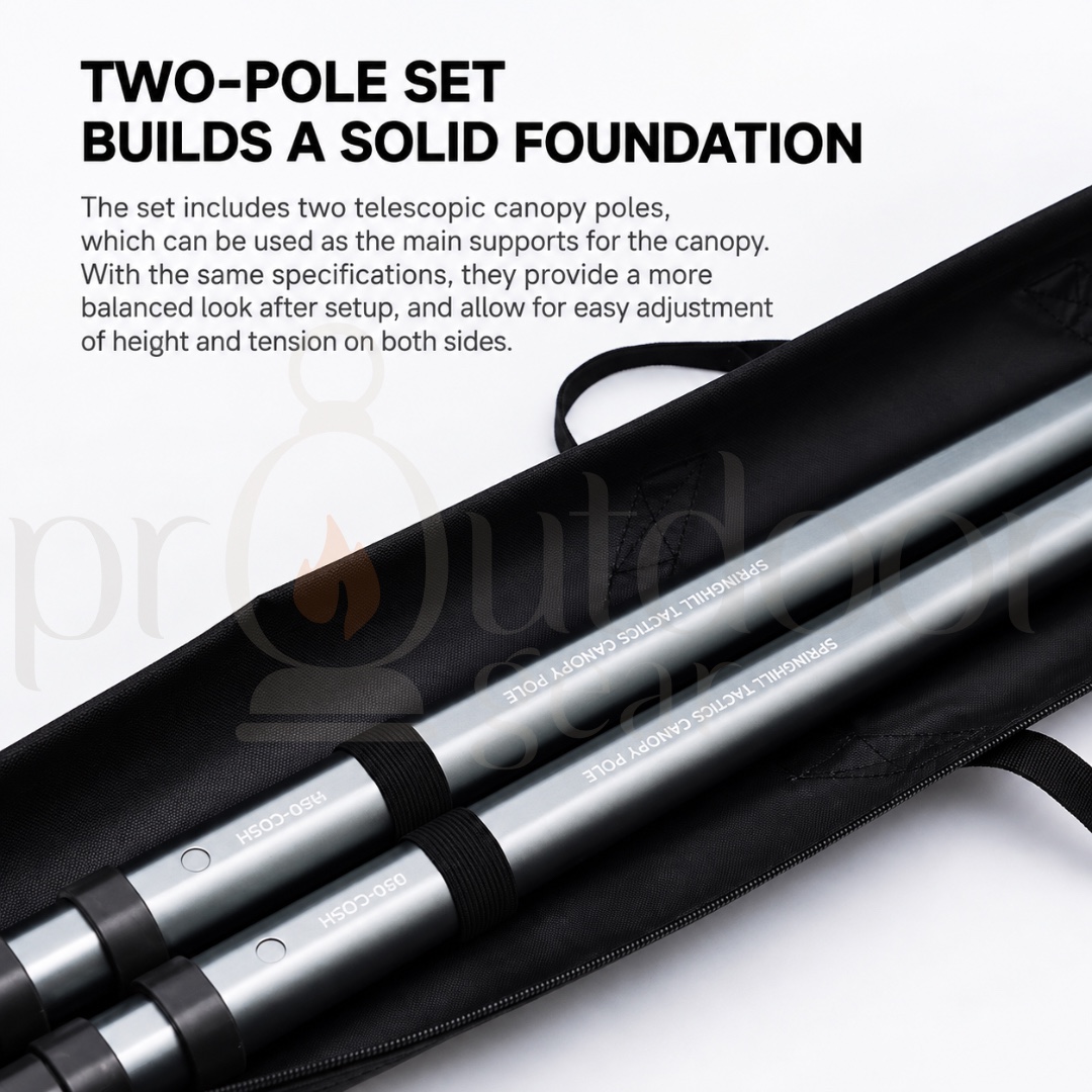 GOOUT SPRINGHILL Tactical Telescopic Canopy Pole 230-280cm Aluminium Alloy Adjustable Tarp Pole 2PCS