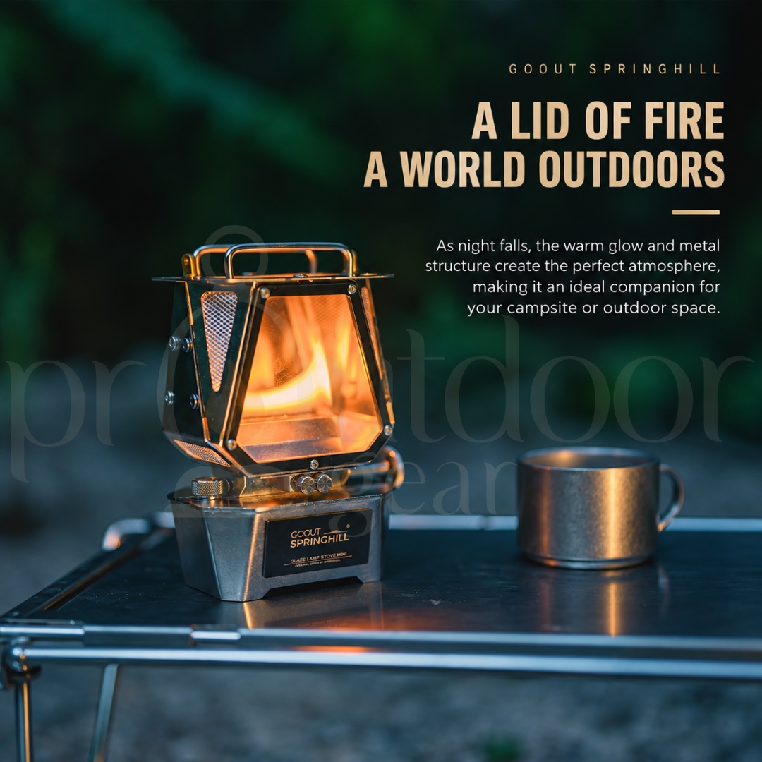 GOOUT SPRINGHILL Mini Viewing Flame Oil Lamp Stove Stainless Steel Camping Lantern Outdoor Kerosene Lamp