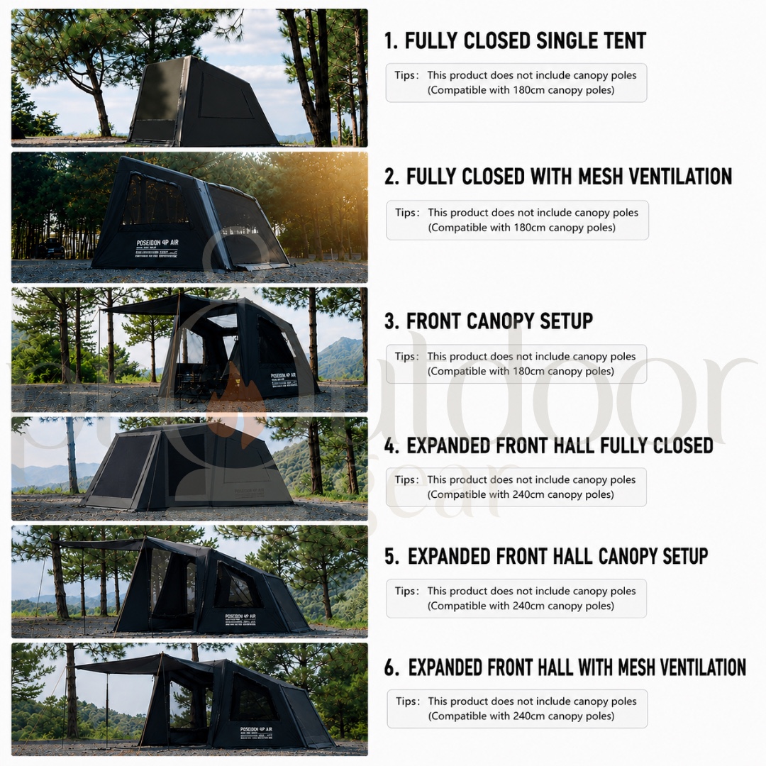 [PRE-ORDER] GOOUT SPRINGHILL Penglai 4P Inflatable Tent, One Bedroom and One Living Room Outdoor Camping Rainproof