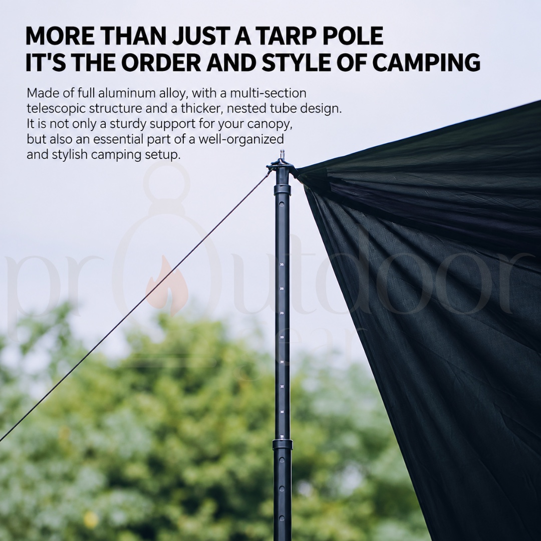GOOUT SPRINGHILL Tactical Telescopic Canopy Pole 230-280cm Aluminium Alloy Adjustable Tarp Pole 2PCS