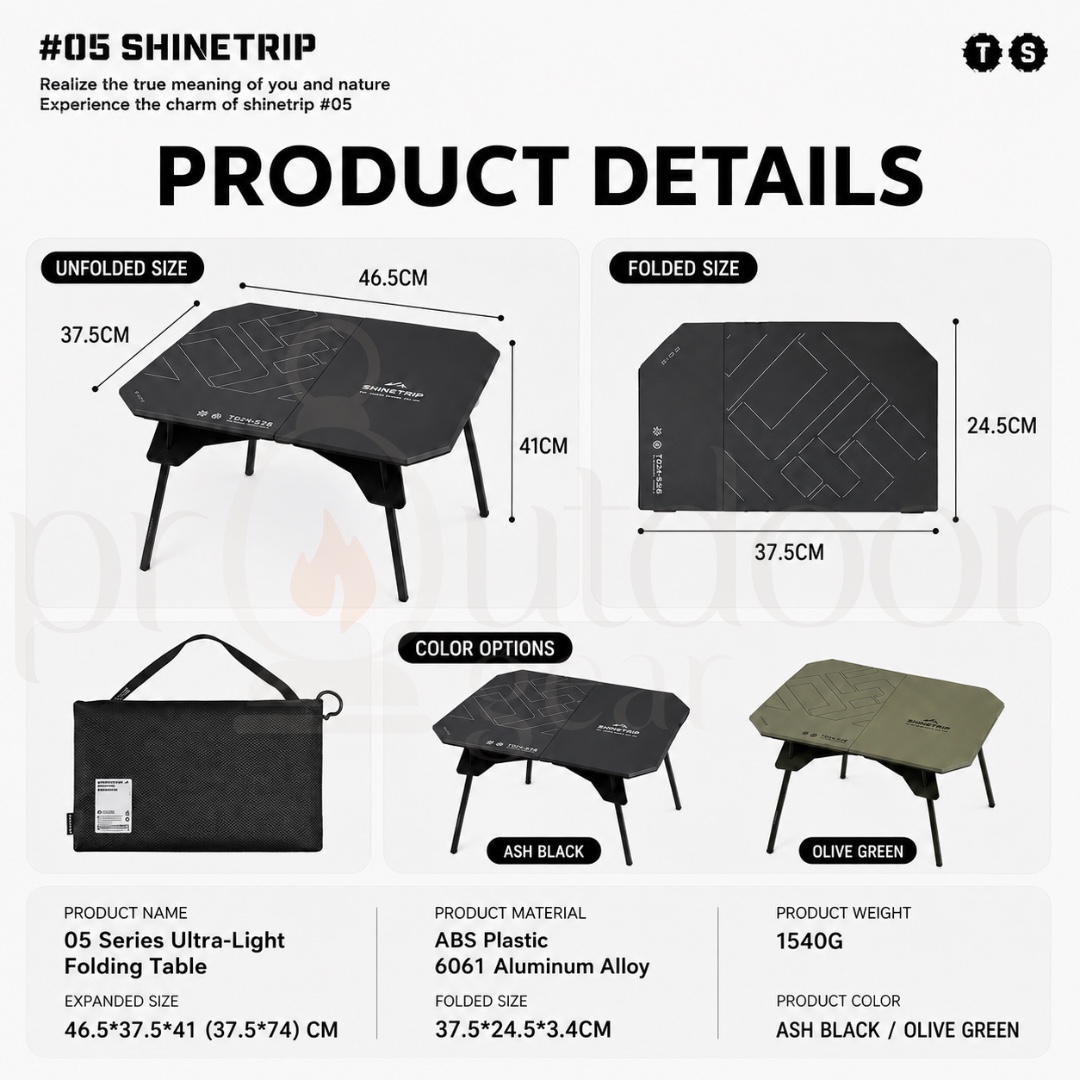 SHINETRIP A512 Ultralight Folding Camping Table Portable Outdoor Picnic Hiking BBQ Compact Aluminum Alloy Dual Purpose