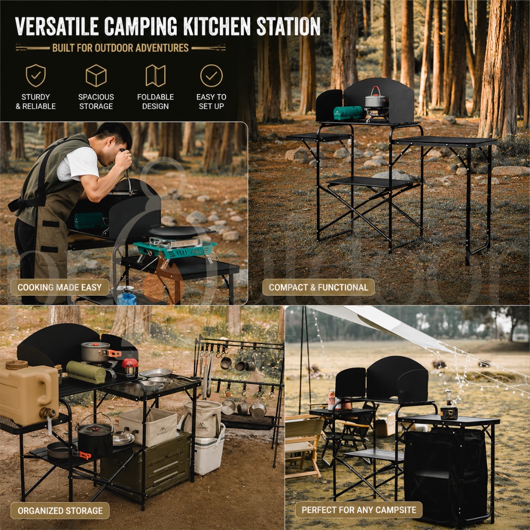 MOUNTAINHIKER SZK358 Outdoor Moving Kitchen Camping Mountaineering Travel Aluminum Alloy Folding Storage