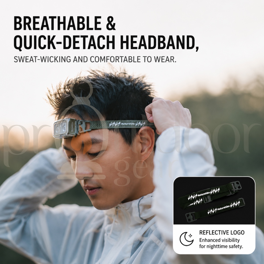 NATUREHIKE CNK2550ZM011 Xing ye Pro Headlamp IP65 Waterproof Ultralight 39g Rechargeable Outdoor Night Running Headlight