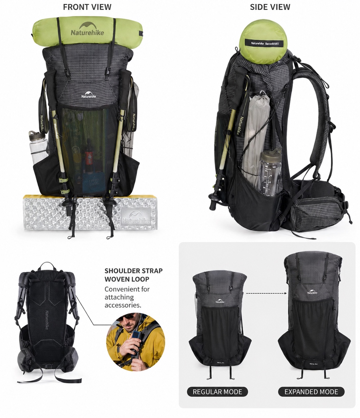 Naturehike Rock Series Hiking Backpack 2.0 Upgrade 30L 45L 60L Size M L Men Women Frame Support Camping Outdoor Travel