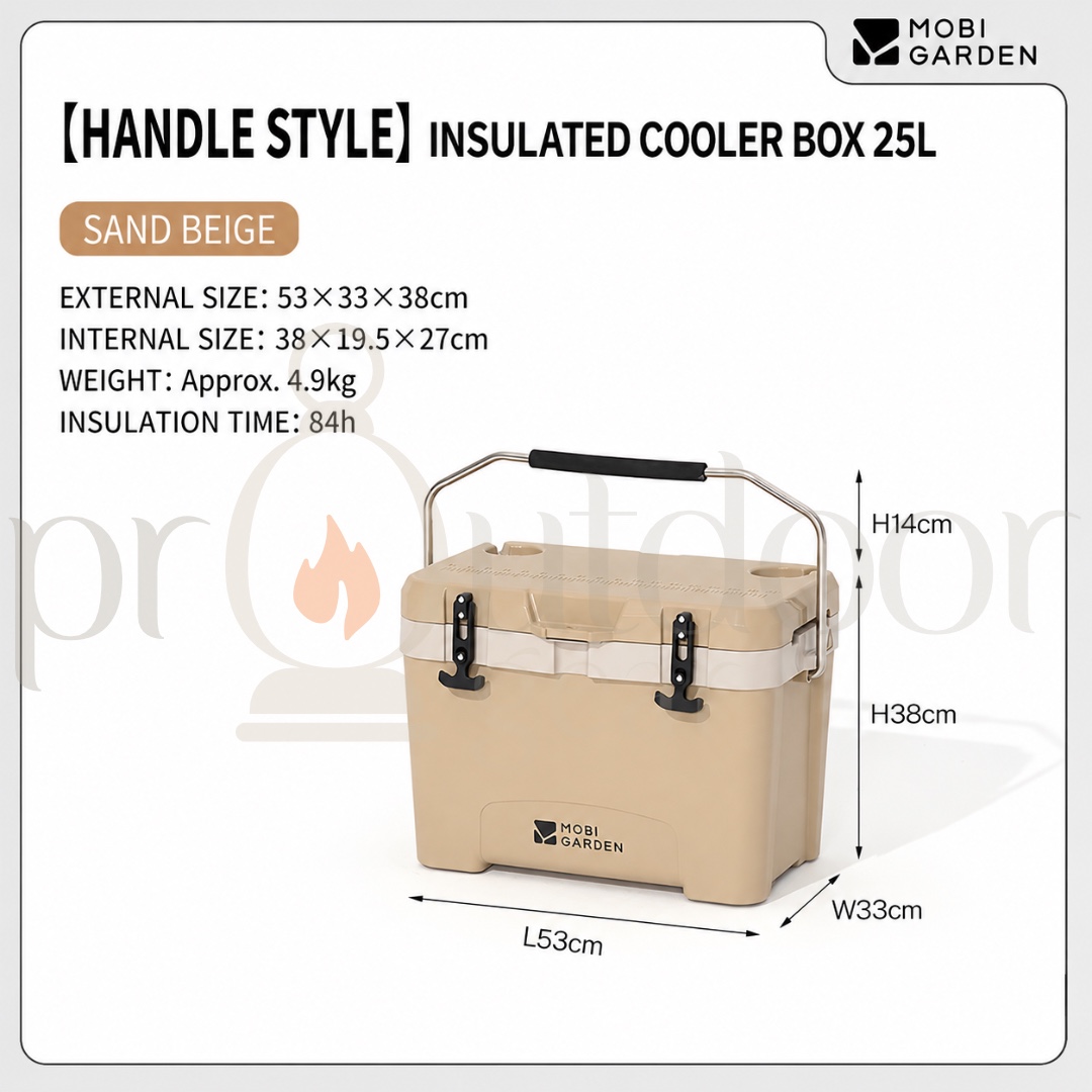 Mobi Garden 25L/36L/50L/75L Glacier Cooler Box Portable Insulated Ice with Handle and Wheels Outdoor Picnic Food Storage