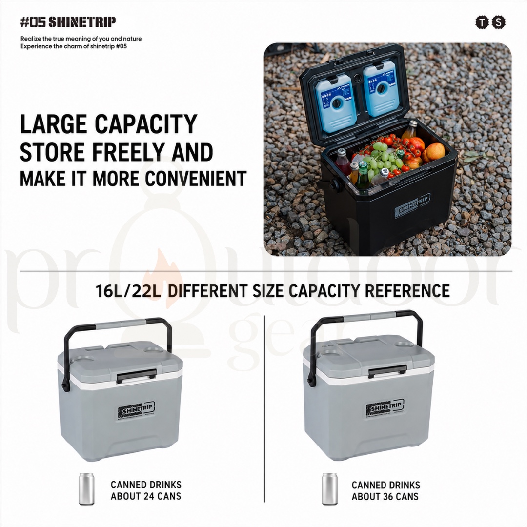 SHINETRIP A608 Ice Peak Tactical Cooler Box 16L 22L 72H Cold Retention Camping Ice Box Portable Outdoor Cooler