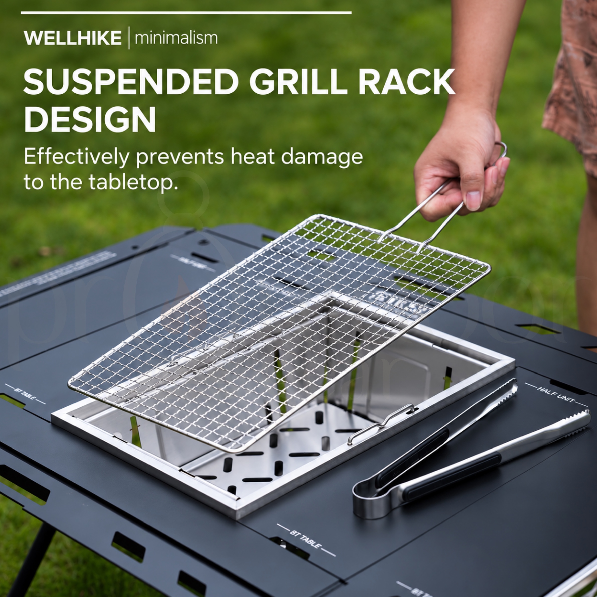 WELLHIKE SWS IGT Foldable Stainless Steel BBQ Grill Portable Charcoal Barbecue Stove Outdoor Camping Grill