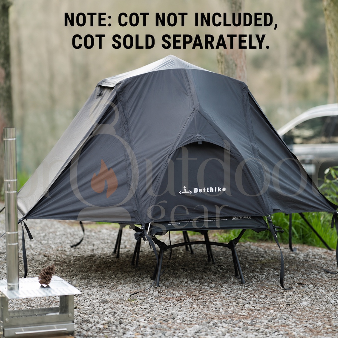 DEFTHIKE Camping Cot Tent Set 70D Silver Coated Nylon Flysheet + Inner Tent + Cot Outdoor Single Person Camping Shelter