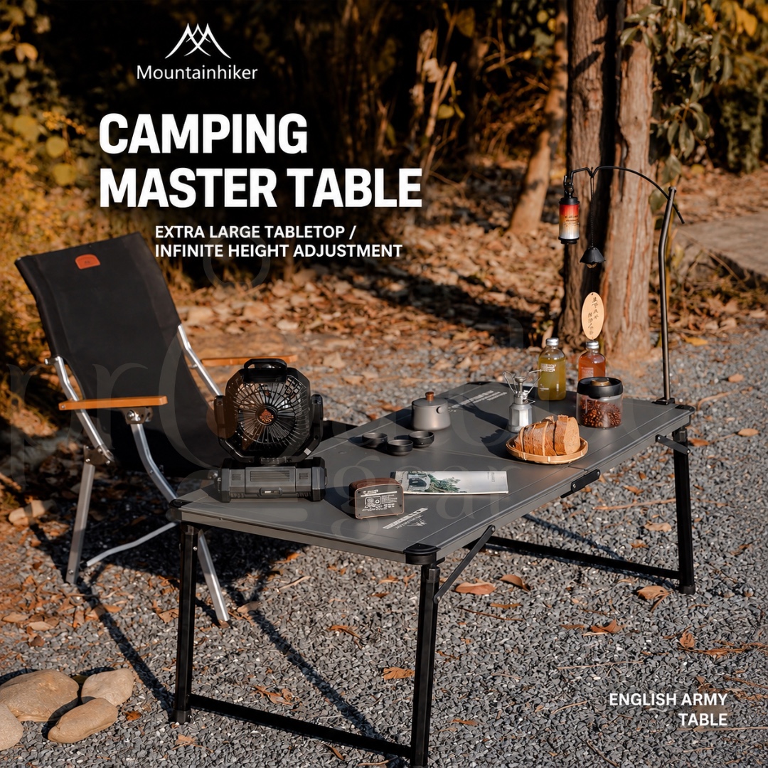 MOUNTAINHIKER Camping Master Table Adjustable Height Folding Outdoor Camping Table 120CM