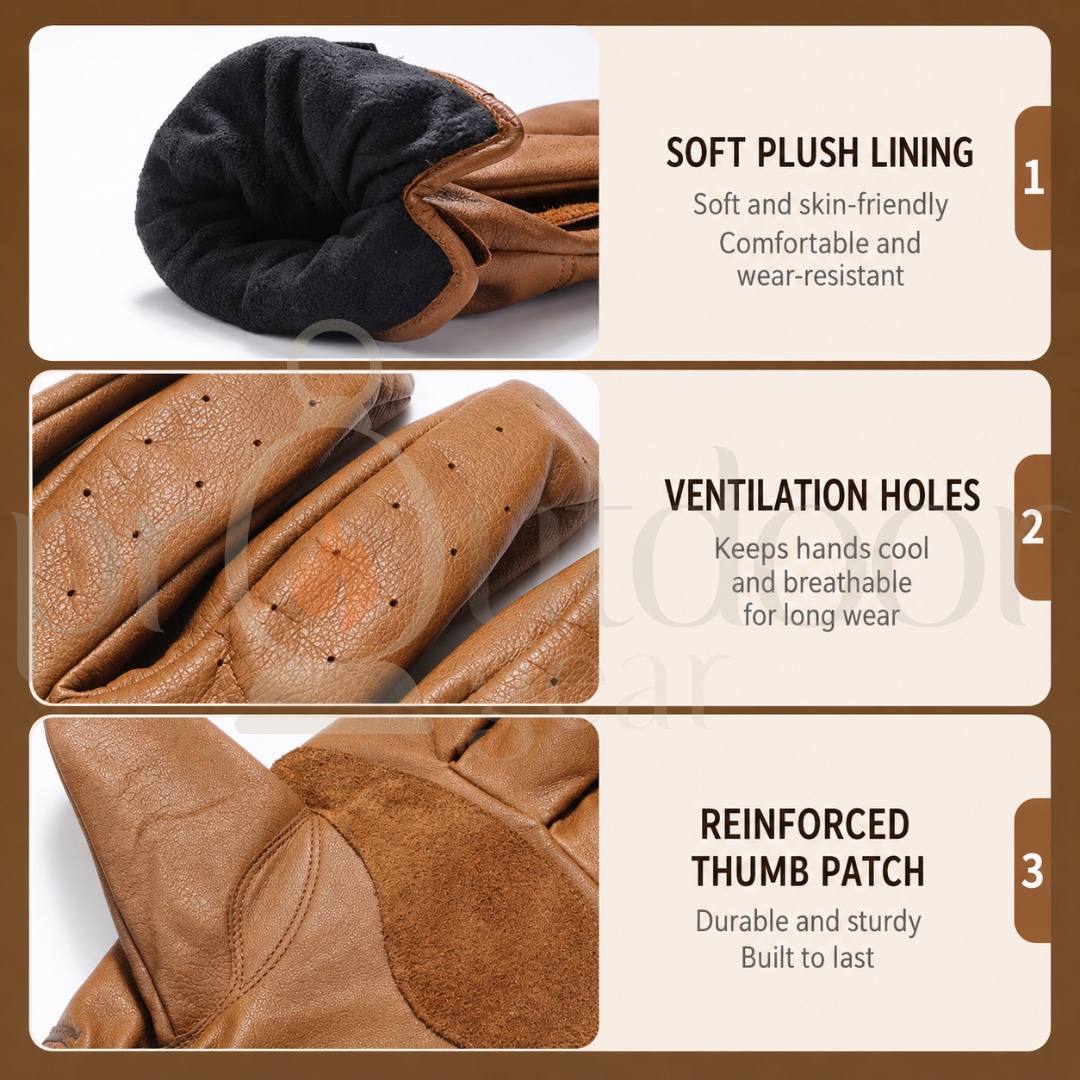 CAMPINGMOON Q27 Genuine Cowhide Leather Work Gloves Soft Lining BBQ Camping Gardening Outdoor Safety Gloves