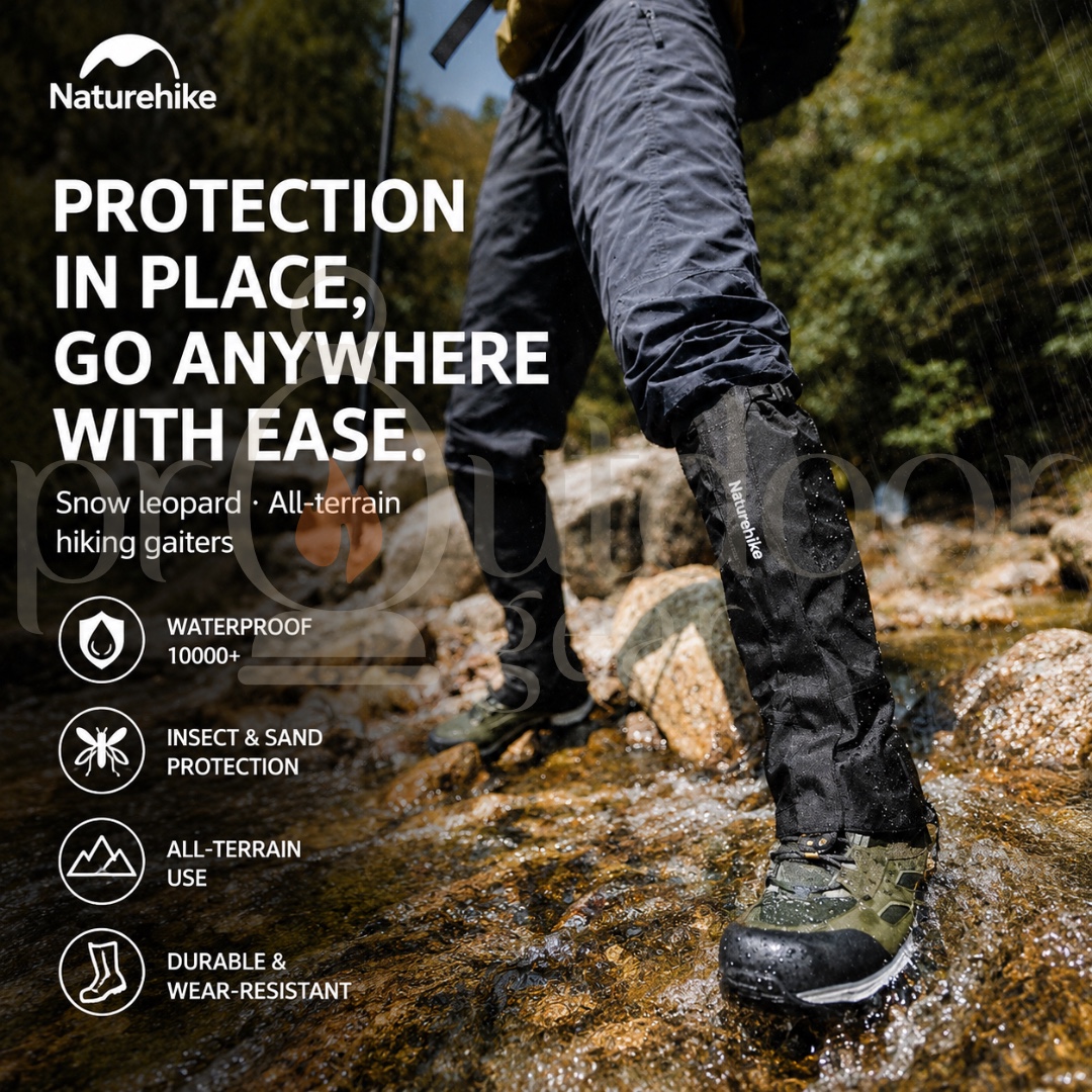 NATUREHIKE CNK2450DS011 Snow Leopard All-Terrain Hiking Gaiters Outdoor Waterproof Snowproof Breathable Leg Covers