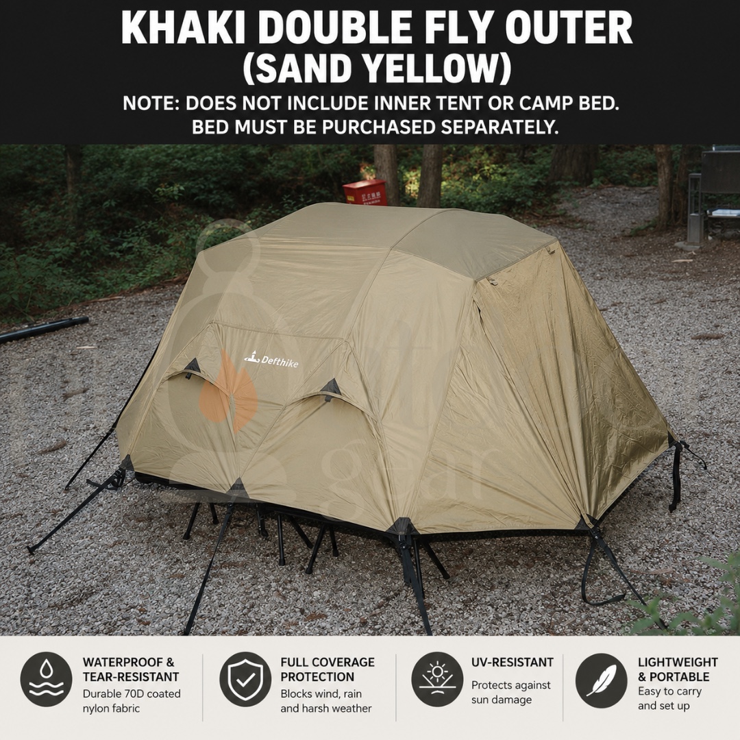 DEFTHIKE Camping Cot Tent Set 70D Silver Coated Nylon Flysheet + Inner Tent + Cot Outdoor Single Person Camping Shelter