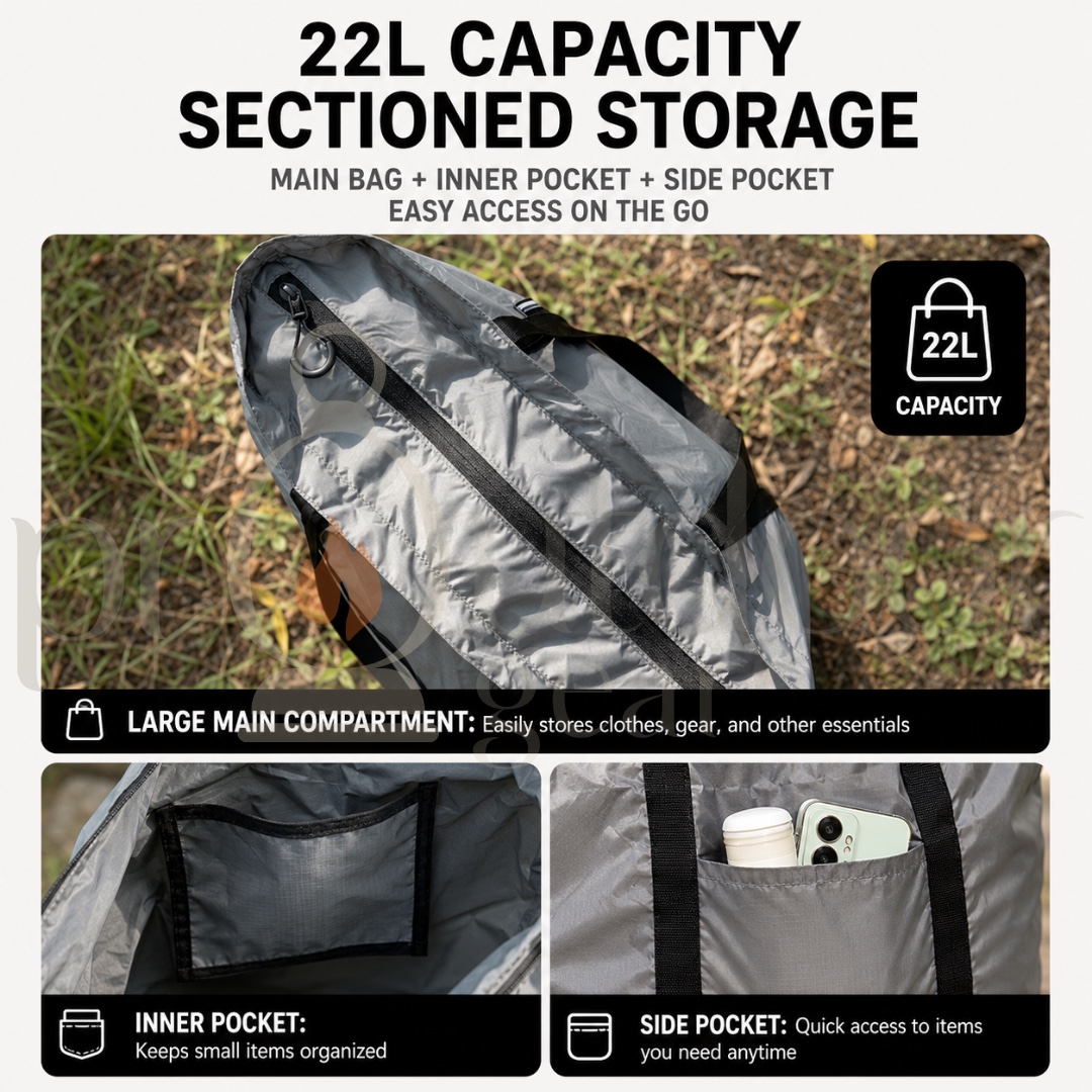 CAMPINGMOON B-86 Ultralight Foldable Tote Bag 22L 40D Nylon Waterproof Shopping Travel Camping Storage Bag