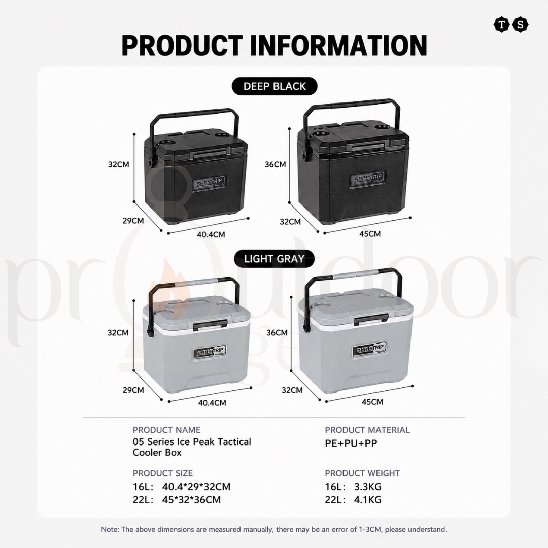 SHINETRIP A608 Ice Peak Tactical Cooler Box 16L 22L 72H Cold Retention Camping Ice Box Portable Outdoor Cooler