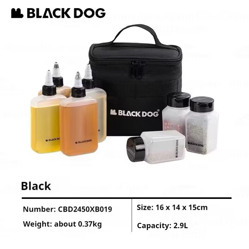 BLACKDOG Condiment Bottle Set Outdoor BBQ Seasoning Storage Bag Picnic Camping Multifunctional Spice Container 2.9L