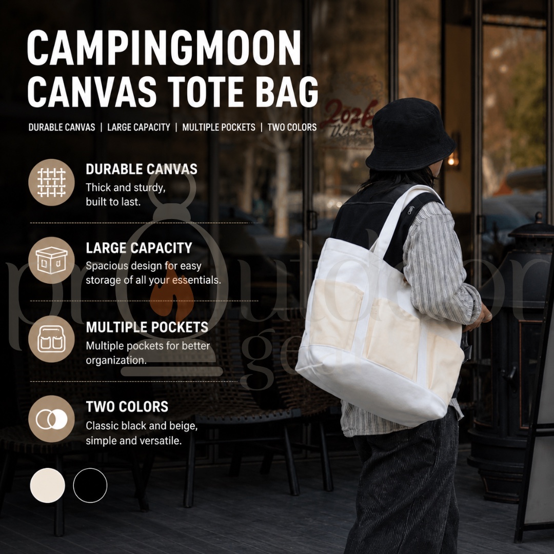 CAMPINGMOON B-191 Canvas Tote Bag Large Capacity Multi Pocket Shoulder Bag Durable Shopping Travel Work Camping Bag