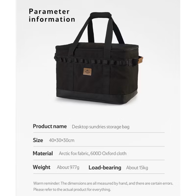 NATUREHIKE CNH22SN008 Outdoor Ultralight Oxford Cloth Storage Bag Camping Picnic Kitchenware Storage Partition Design Enamel Bag