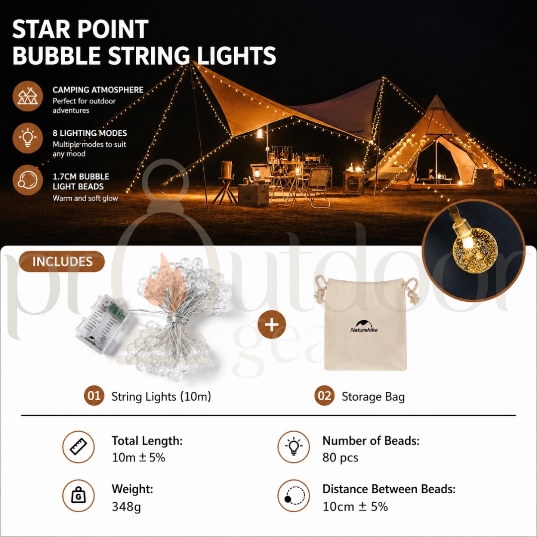 NATUREHIKE CNH22DQ028 light string camping atmosphere outdoor camping decoration waterproof