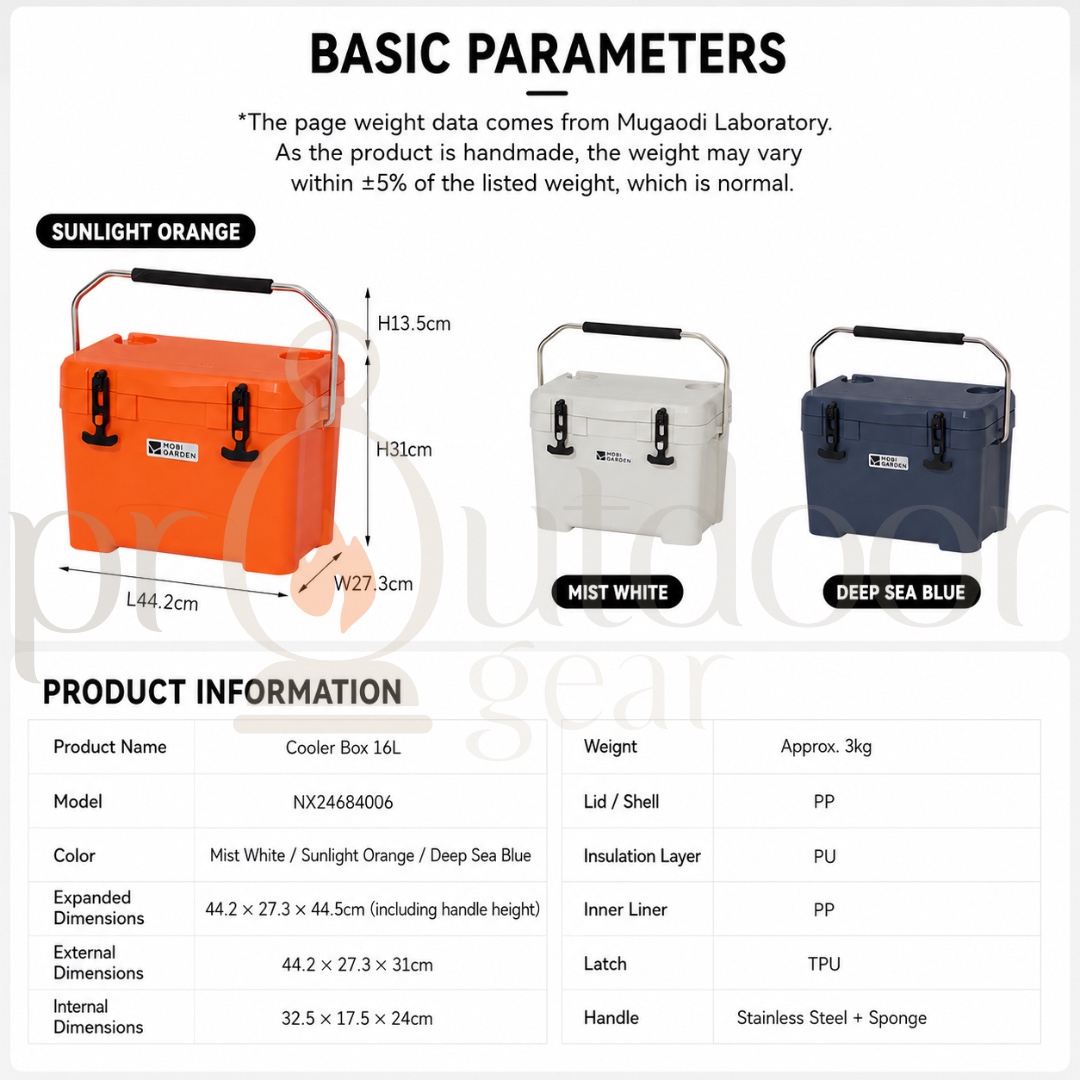 Mobi Garden 25L/36L/50L/75L Glacier Cooler Box Portable Insulated Ice with Handle and Wheels Outdoor Picnic Food Storage