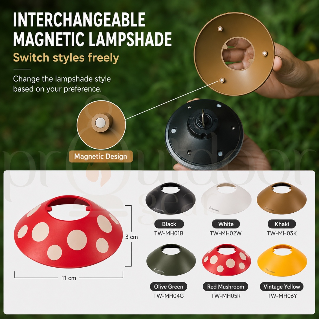 THOUSWINDS TW6018 Mushroom Lamp 5000mAh Rechargeable Camping Lantern 350 Lumens IPX5 Portable Outdoor Light