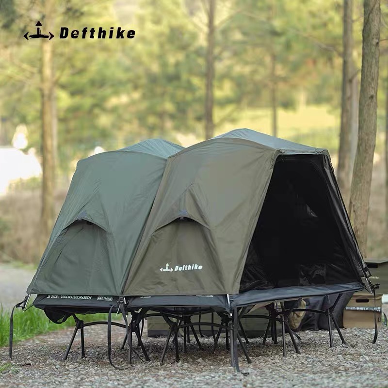 DEFTHIKE Camping Cot Tent Set 70D Silver Coated Nylon Flysheet + Inner Tent + Cot Outdoor Single Person Camping Shelter