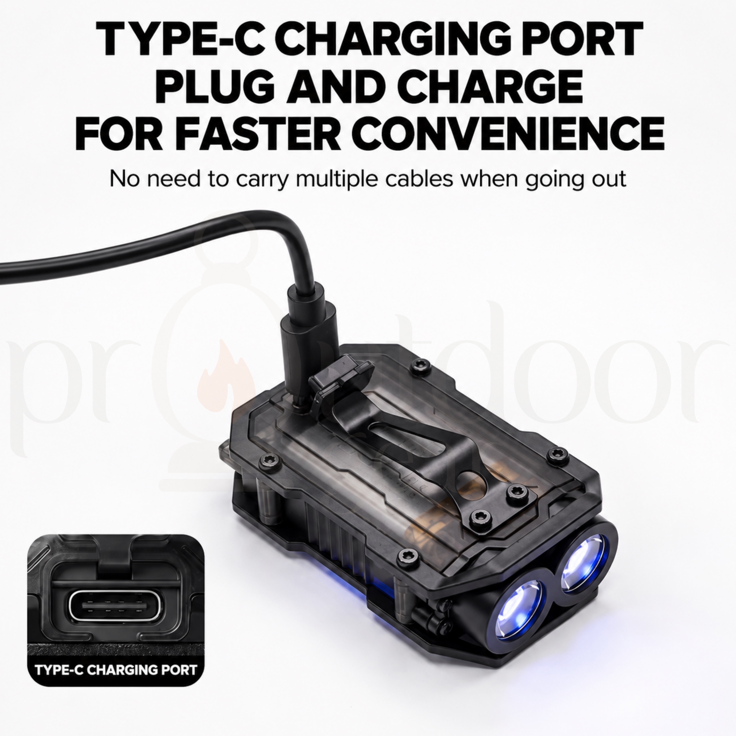 BLACKDOG CBD2650ZM012 EDC Portable Rechargeable Flashlight 283LM Dual LED Mini Torch 8 Light Modes Magnetic Base Type-C Camping Hiking Emergency Light