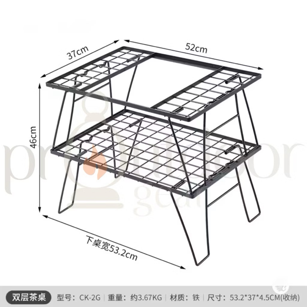 CAMPINGMOON CK-1G/CK-2G IGT Double Layer Modular Camping Table Bamboo Top Foldable Cooking Table BBQ Picnic Table