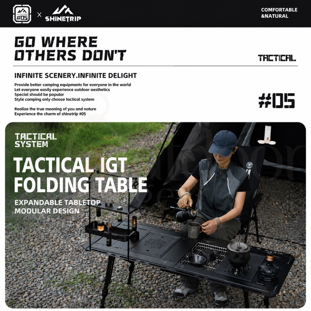 SHINETRIP A584 3.5 Unit / 5 Unit Series IGT Tactical Folding Table Modular Aluminum Camping Table