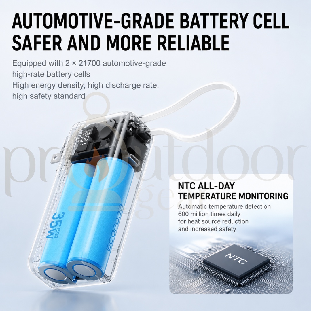 EcoFlow RAPID 10000mAh 30W Fast Charge Power Bank 3-in-1 Built-in Cable Portable Wall Charger PD Fast Charging