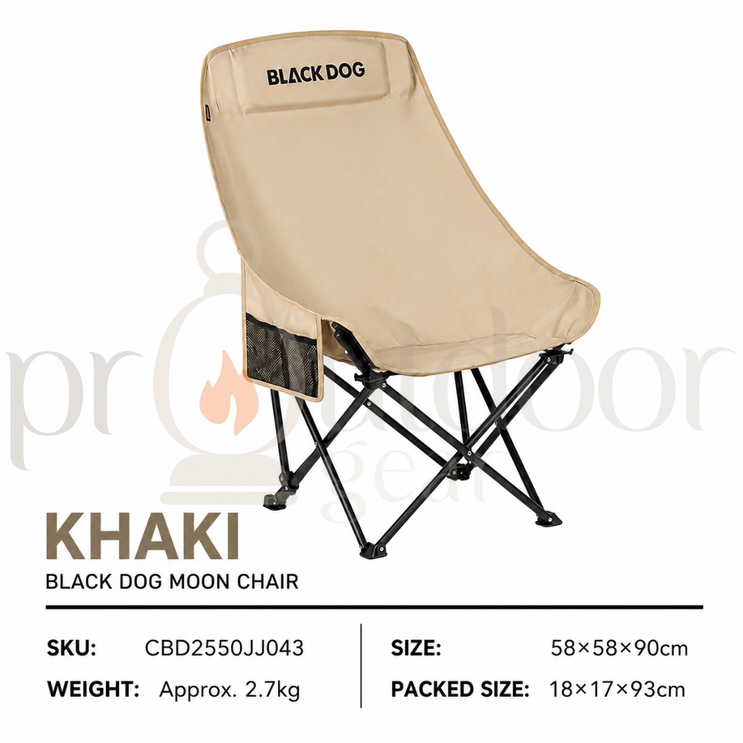 BLACKDOG Fuyue Camping High Back Moon Chair Foldable Portable Outdoor Picnic Fishing Camping Chair