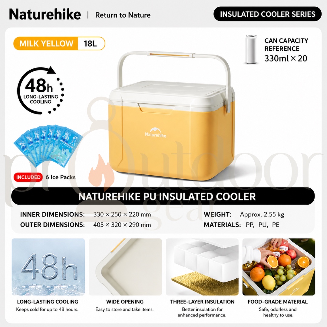 NATUREHIKE 5L 18L PU Cooler Box Large Capacity Portable for Outdoor Camping Fishing Picnic Car Ice Insulation Box