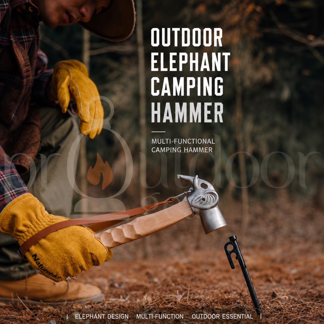 NATUREHIKE CNH22ZP022 Hammer Elephant Multifunctional Camp Outdoor Camping Equipment Ground Nail Stainless Steel Solid Wood Handle