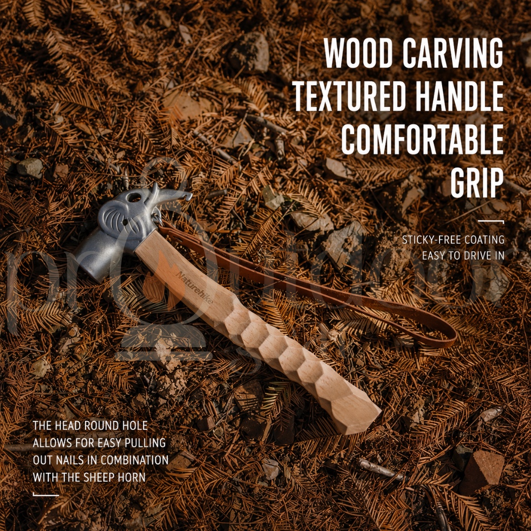 NATUREHIKE CNH22ZP022 Hammer Elephant Multifunctional Camp Outdoor Camping Equipment Ground Nail Stainless Steel Solid Wood Handle