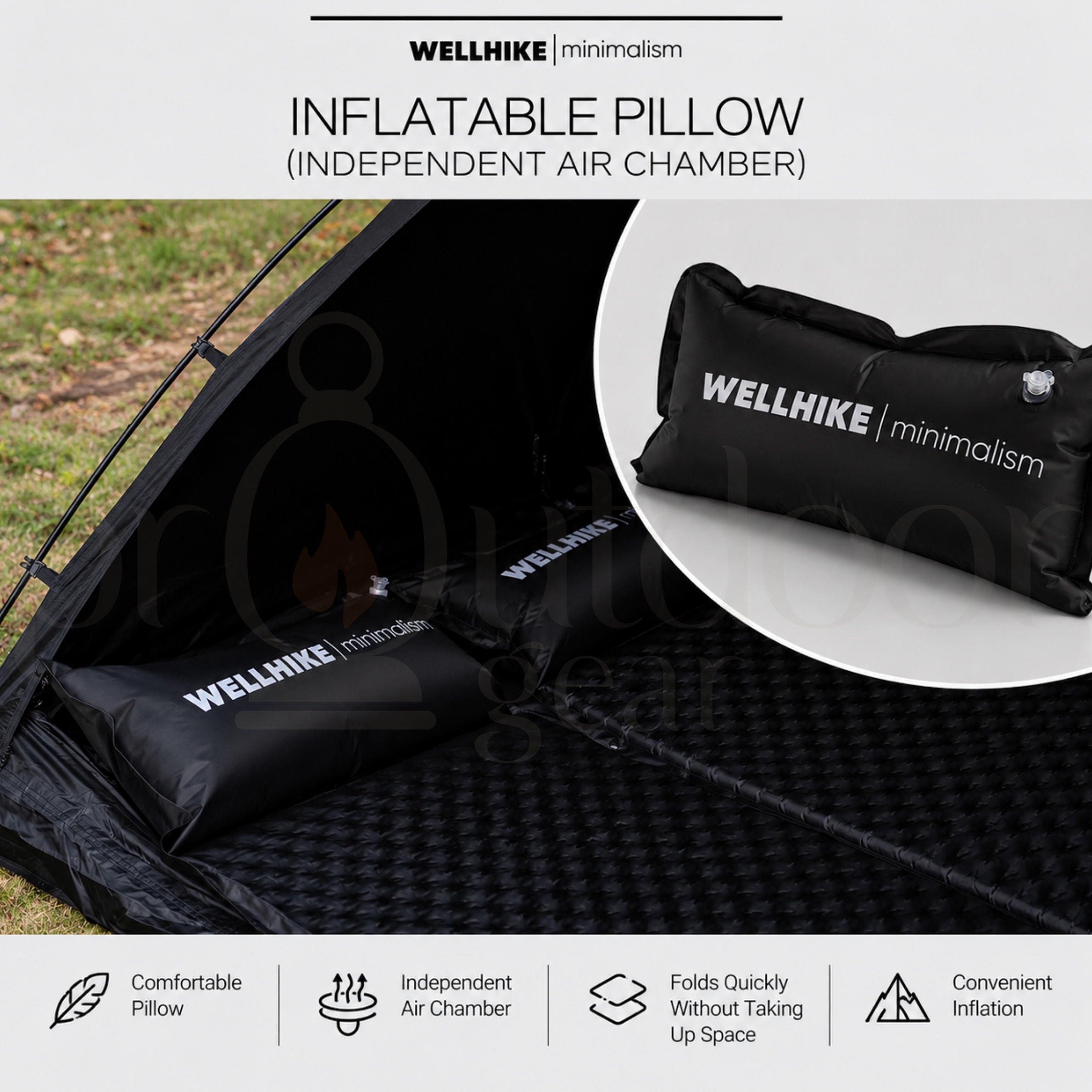 WELLHIKE Outdoor SWS Self Inflating Sleeping Pad Mattress Foldable Camping Tent Home Use