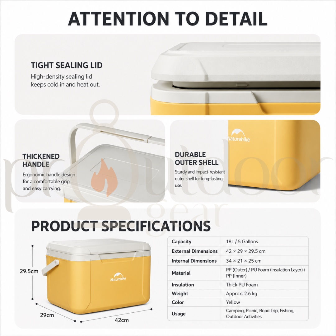 NATUREHIKE 5L 18L PU Cooler Box Large Capacity Portable for Outdoor Camping Fishing Picnic Car Ice Insulation Box
