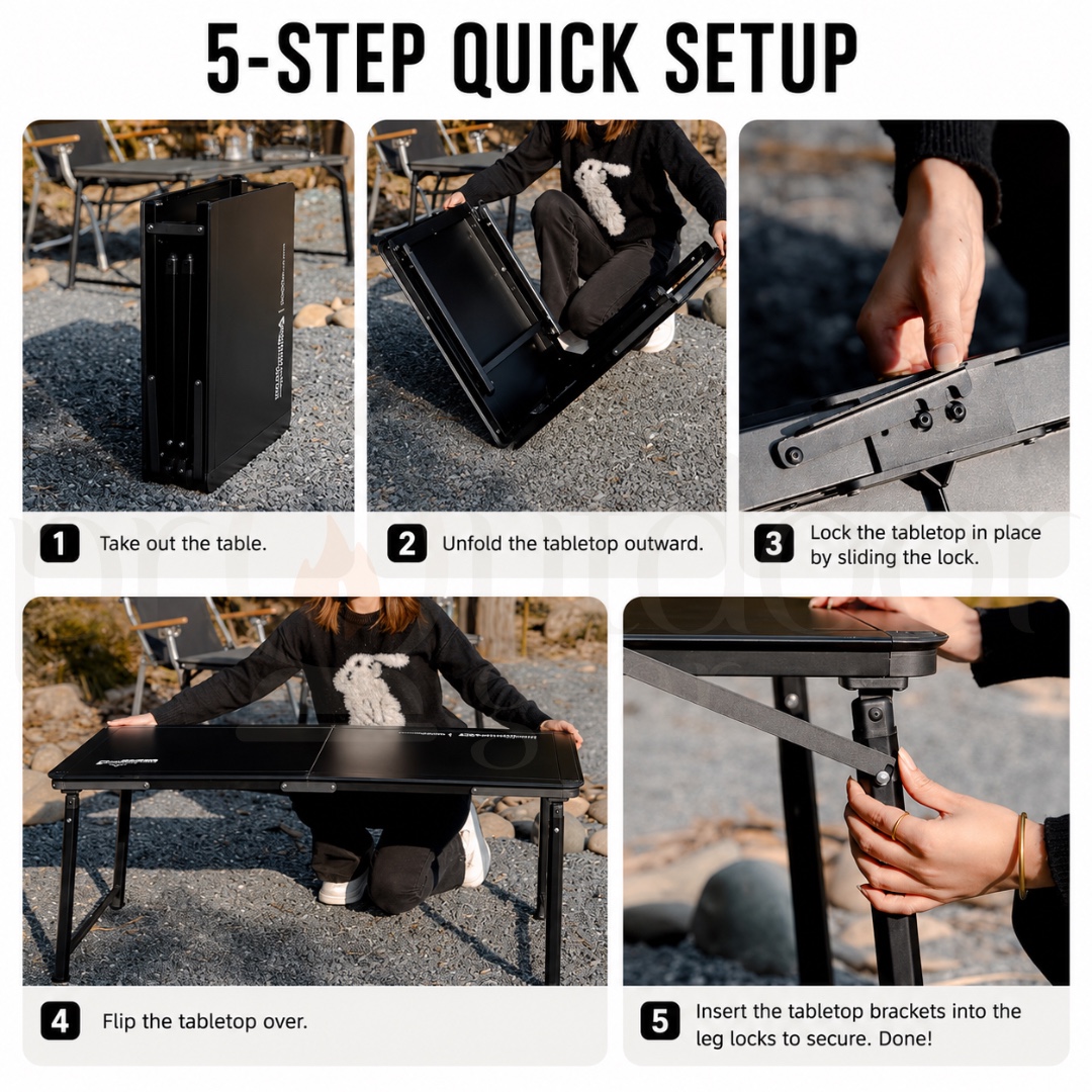 MOUNTAINHIKER SZK1385 Adjustable Folding Camping Table Aluminum Alloy Outdoor Picnic Adjustable Portable Lightweight