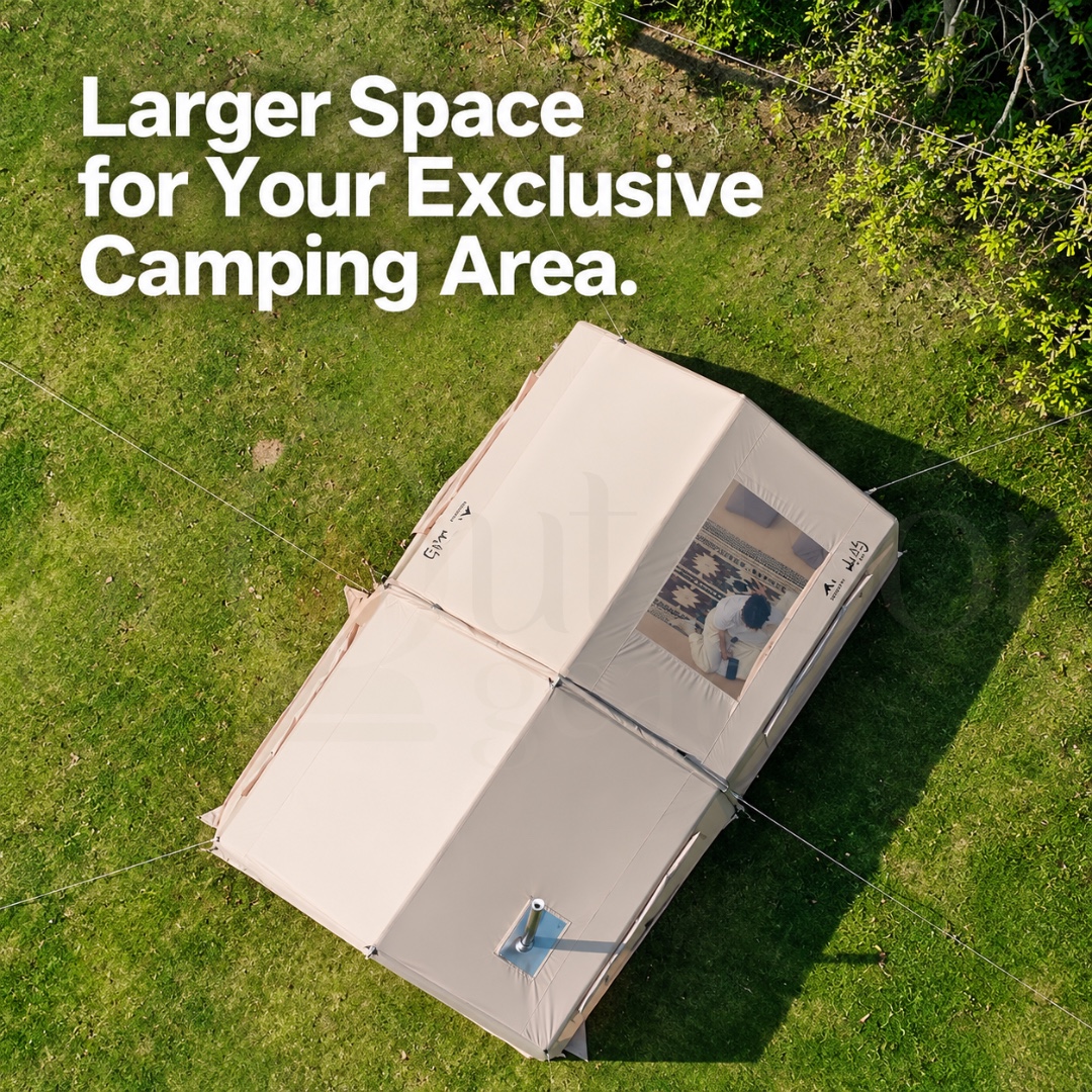 MOUNTAIN Starry Sky 8+8 Max Inflatable Camping Tent 6-8 Person Waterproof Family Glamping Tent with Awning & Manual Pump