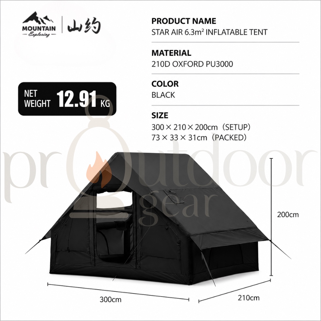 MOUNTAIN Shanyue Starry Sky Star Air 6.3㎡ Inflatable Tent 3-4 Person 210D Oxford PU3000 Waterproof Camping Quick Setup