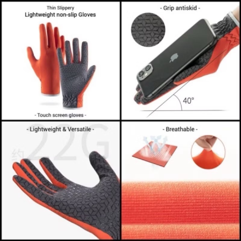 Naturehike Thin Touch Screen Gloves Non Slip Breathable Full Finger Gloves Unisex  Outdoor Sports Running NH21FS035